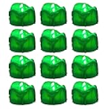 Windshell Green Flickering Flame Tealight Candles with 6H Timer (No Remote), Melting Design, Battery Operated LED Flameless Tea Lights, Pack of 12