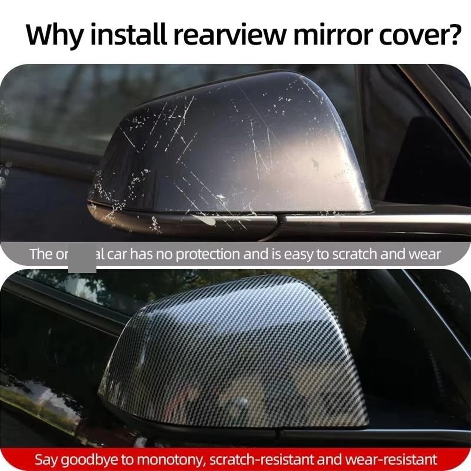 Tapa Cubierta Espejo Retrovisor Para Tesla Para Model 3 Para Highland ABS Espejo Retrovisor Carcasa Decorativa Accesorios Exteriores Coche Cubierta Fibra Carbono(1Matt Carbon)