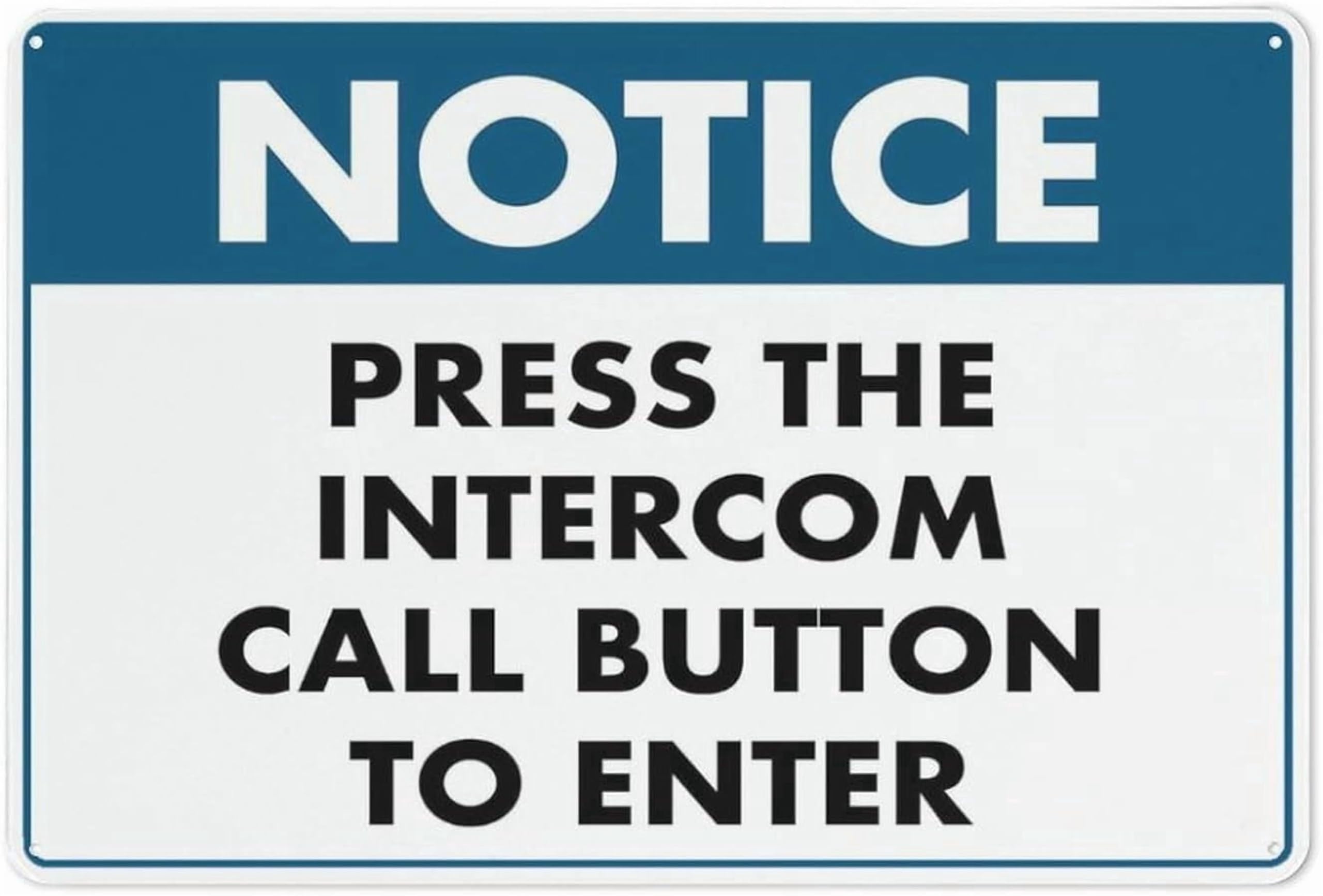 (2-Pack) Metal Tin Sign Notice Press The Intercom Call Button To Enter Outdoor Signs 12X8 Inch Uv Ink Printed For House And Business
