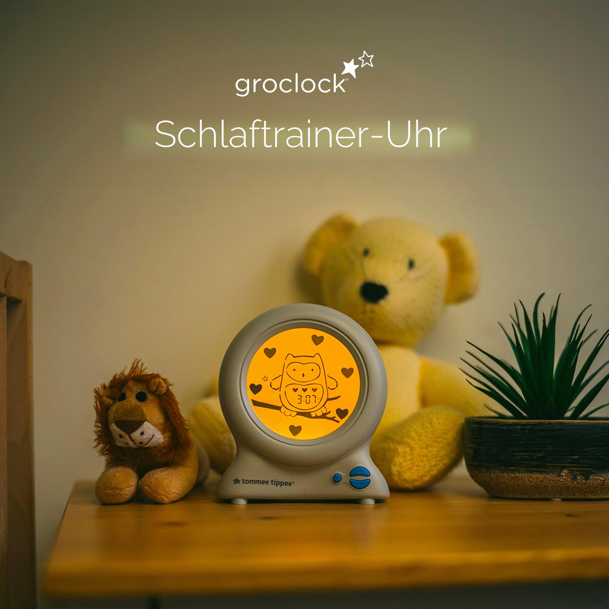 Tommee Tippee Groclock Schlaftrainer Uhr, Wecker und Nachtlicht für Kleinkinder, USB