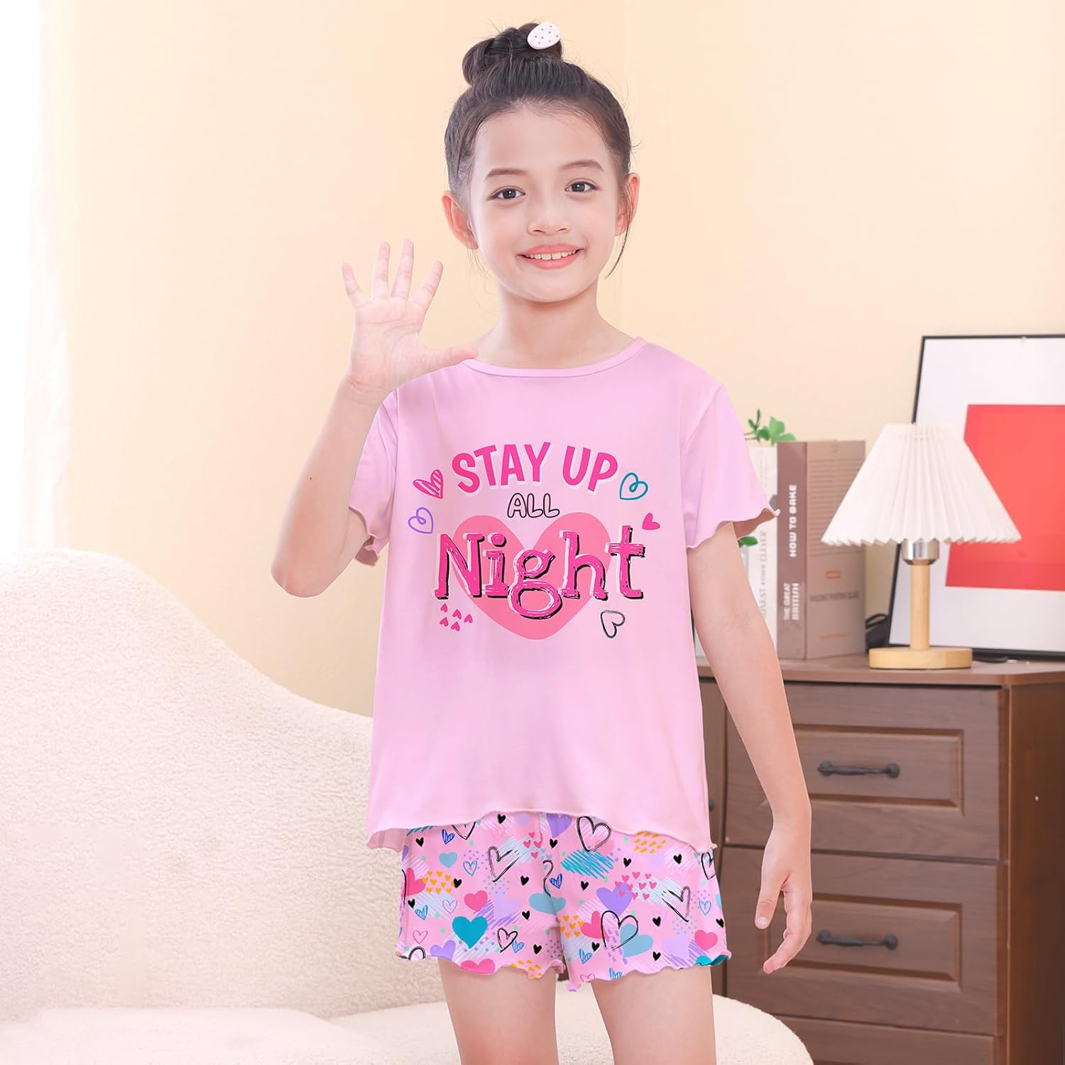 Play Tailor Girls Pajamas for Toddler Ruffled Kids Pajamas Set Short Sleeves Summer Pjs Sleepwear for Girl - Image 2