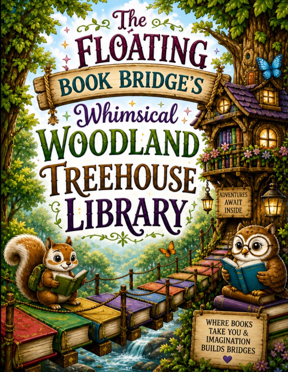 The Floating Book Bridge's: Whimsical Woodland Treehouse Library