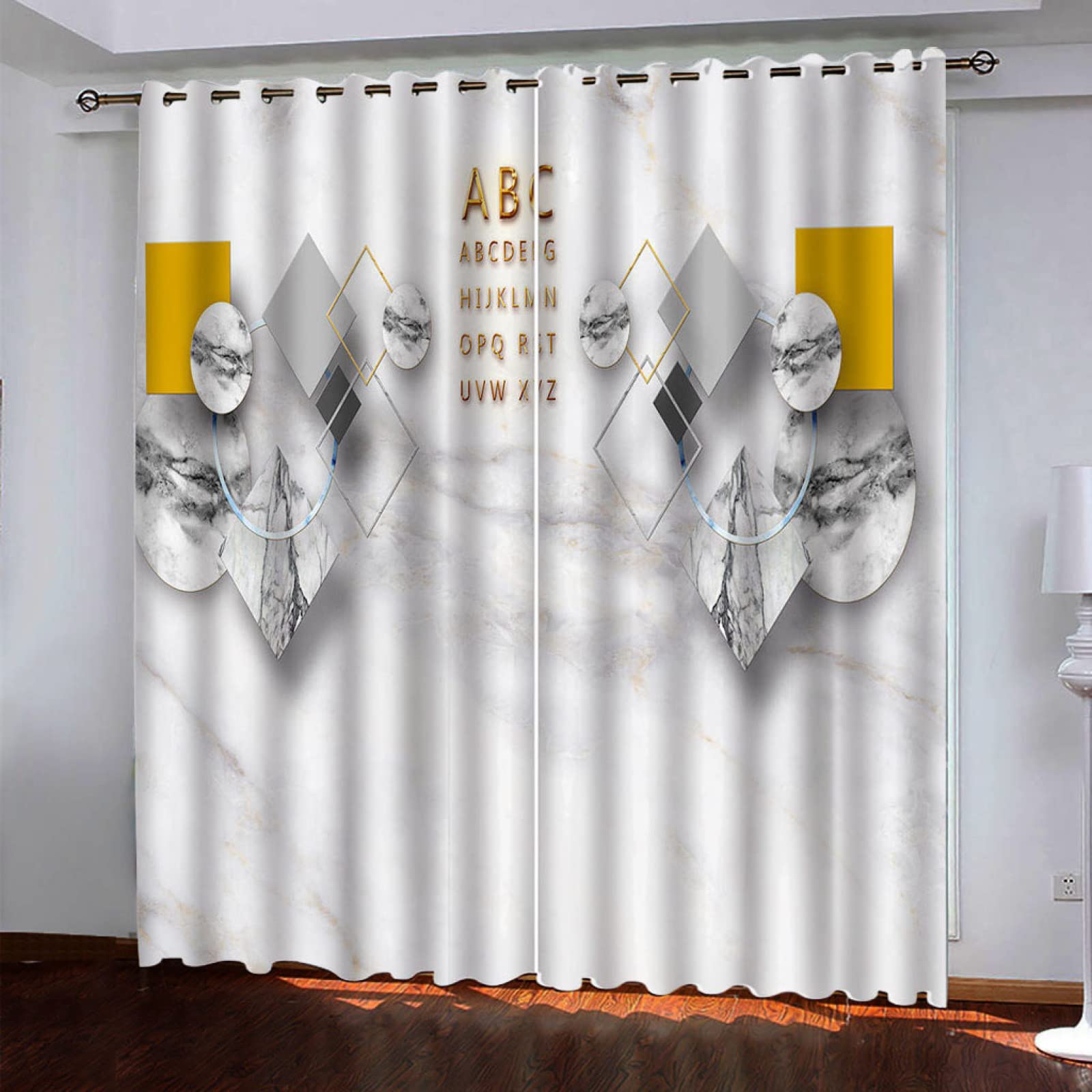 3D Marble Texture Eyelet Blackout Curtains 2 Panels - Ultra Soft Microfiber Thermal Insulated Drapes For Bedroom And Living Room For Kids Boys Girls Room Home Decoration 110X102 Inch