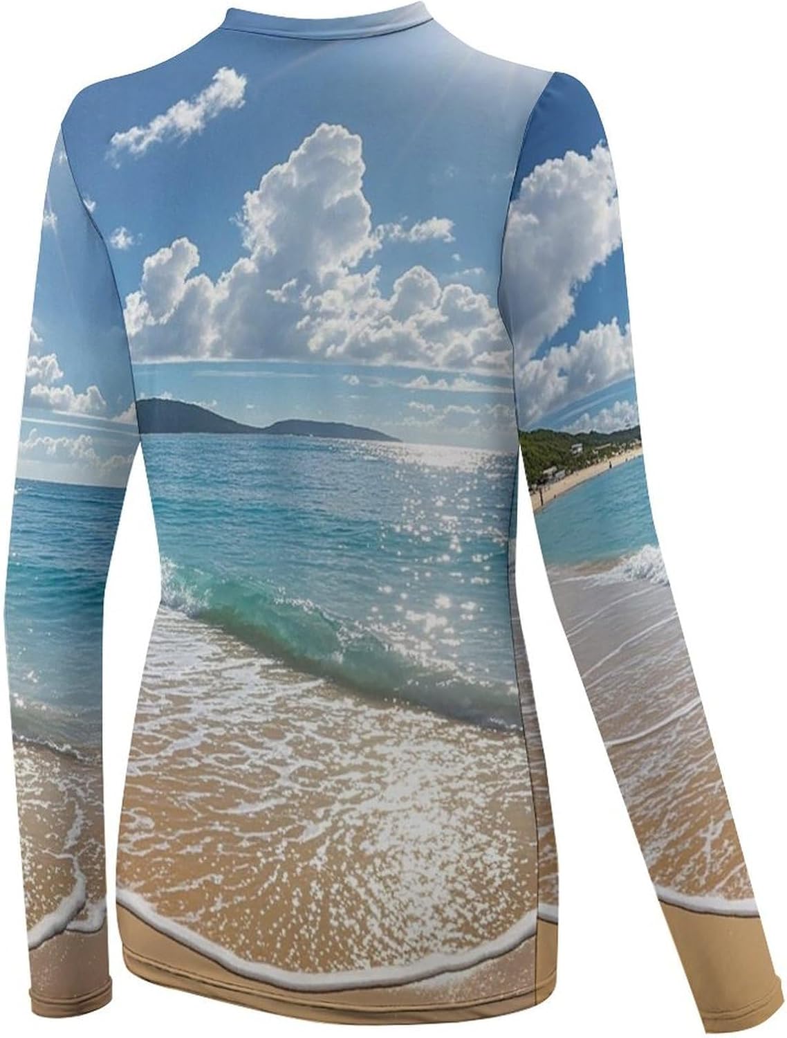 Women's UPF 50+ Sun Shirt Summer Ice Silk T-Shirts Beach Theme Long Sleeve Shirts Workout Rash Guard