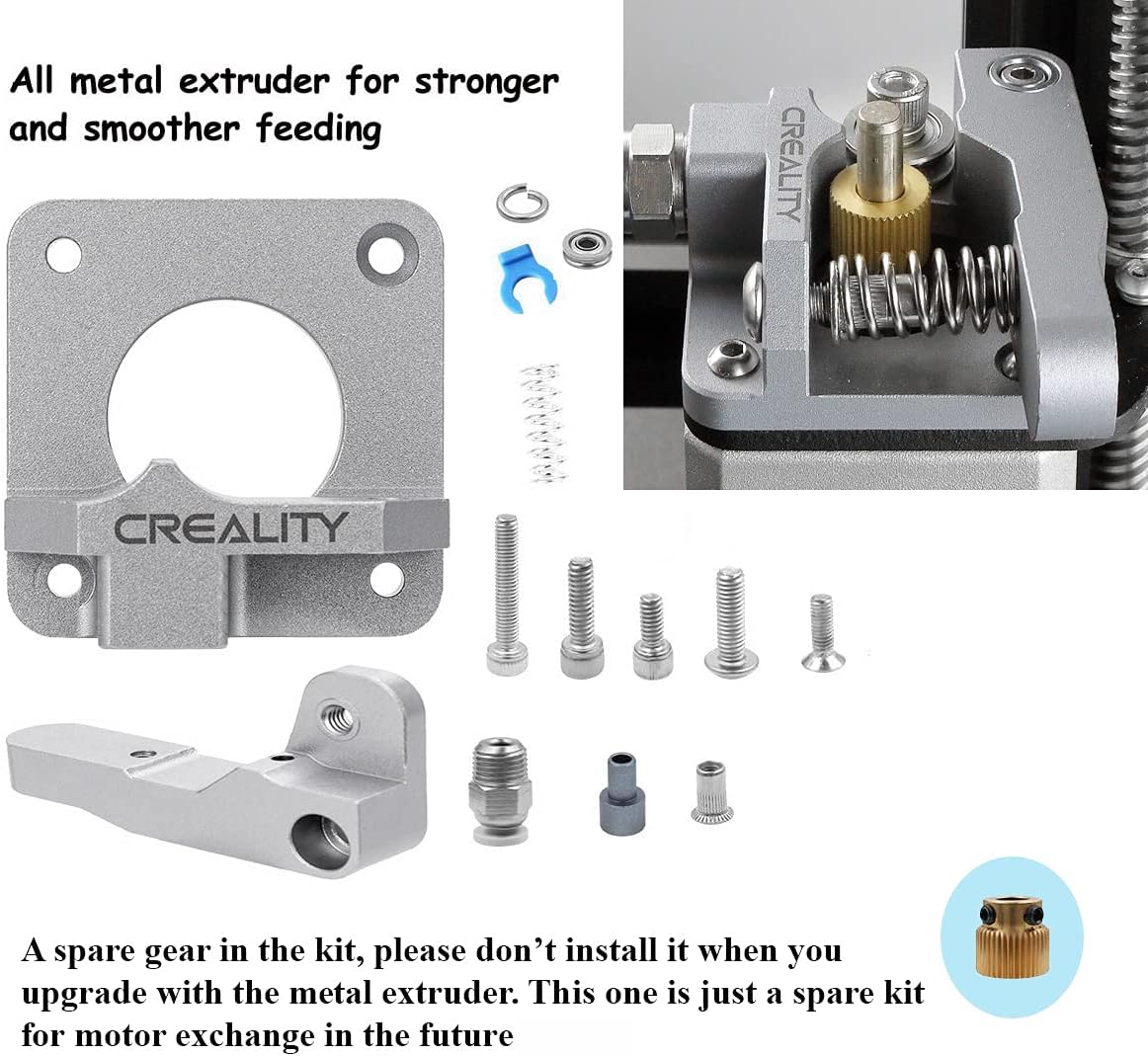 Official Creality 3D Printer Ender 3 Pro with 32bits Mainboard Build Surface Plate and UL Certified Power Supply 200g Filament, Bundles with Upgrade Tempered Glass Bed and Metal Extruder