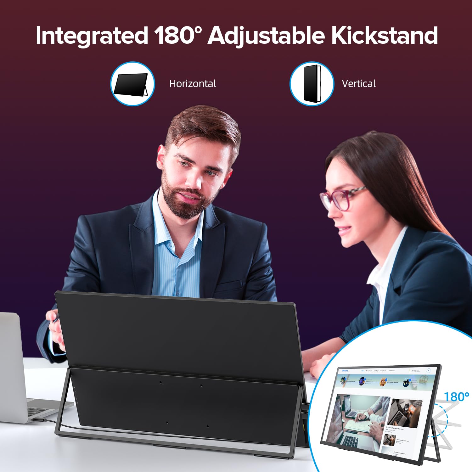 UPERFECT 18 Pollici 4K QLED Monitor Portatile con Schermo Opaco IPS Eye-Care UHD 3840 * 2160 Staffa Integrata USB C Mini HDMI per PC Laptop Xbo Switch PS4/5, Corpo in Metallo, Montabile VESA