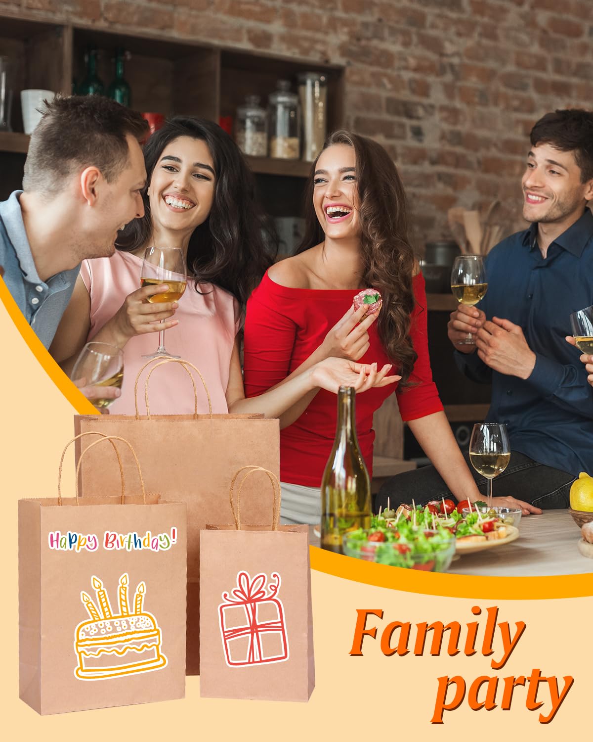 OUTUXED 75 bolsas de papel marrón con asas, bolsas de papel kraft de varios tamaños, bolsas de regalo a granel para venta al por menor, mercancía, negocios, compras, fiesta