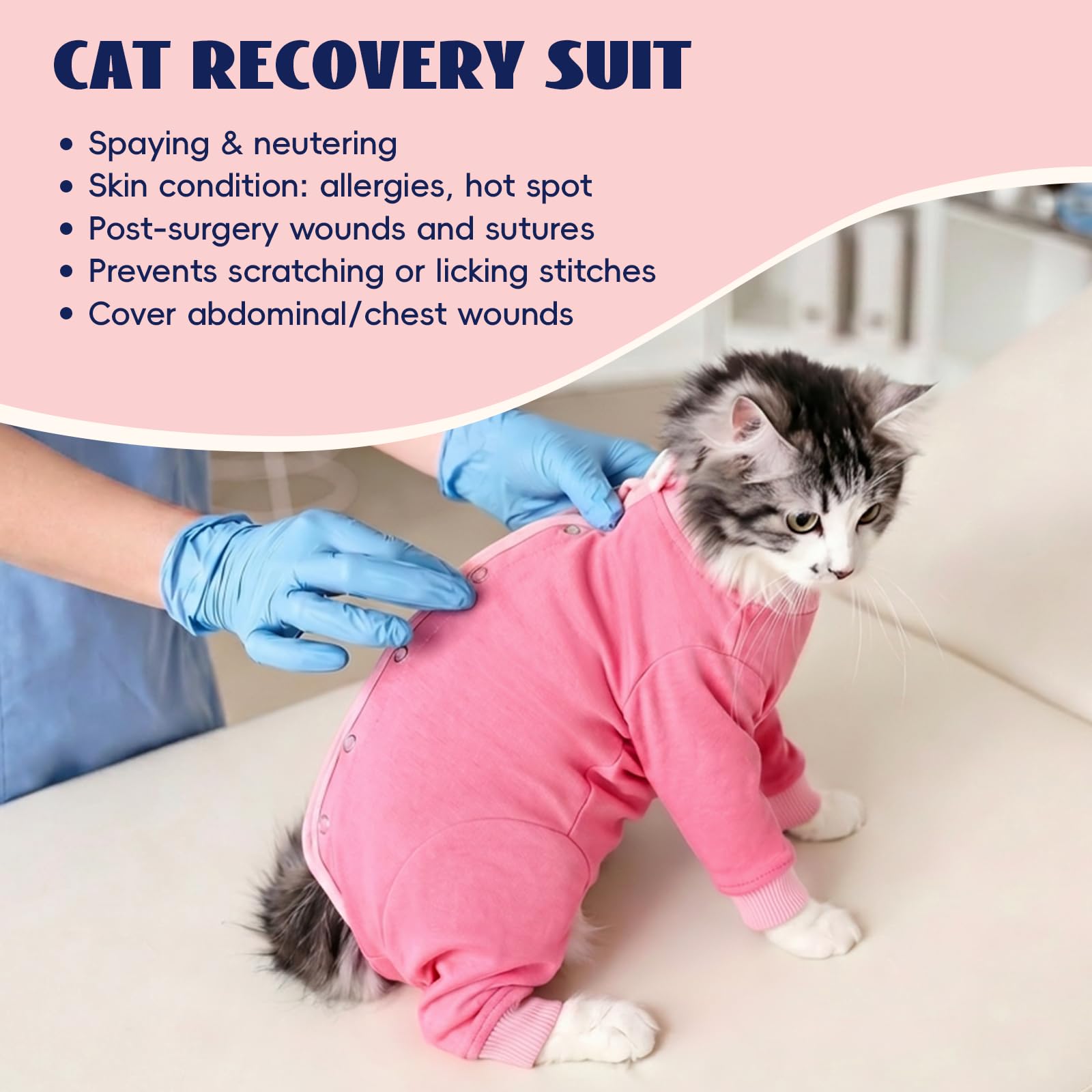 Body Gata Esterilizacion, Transpirable Ropa De Recuperación Postoperatoria Traje Anti Lamida Para Gatos Camiseta De Recuperación Body Operacion Tras La Esterilización O Castración(Rosa, M)