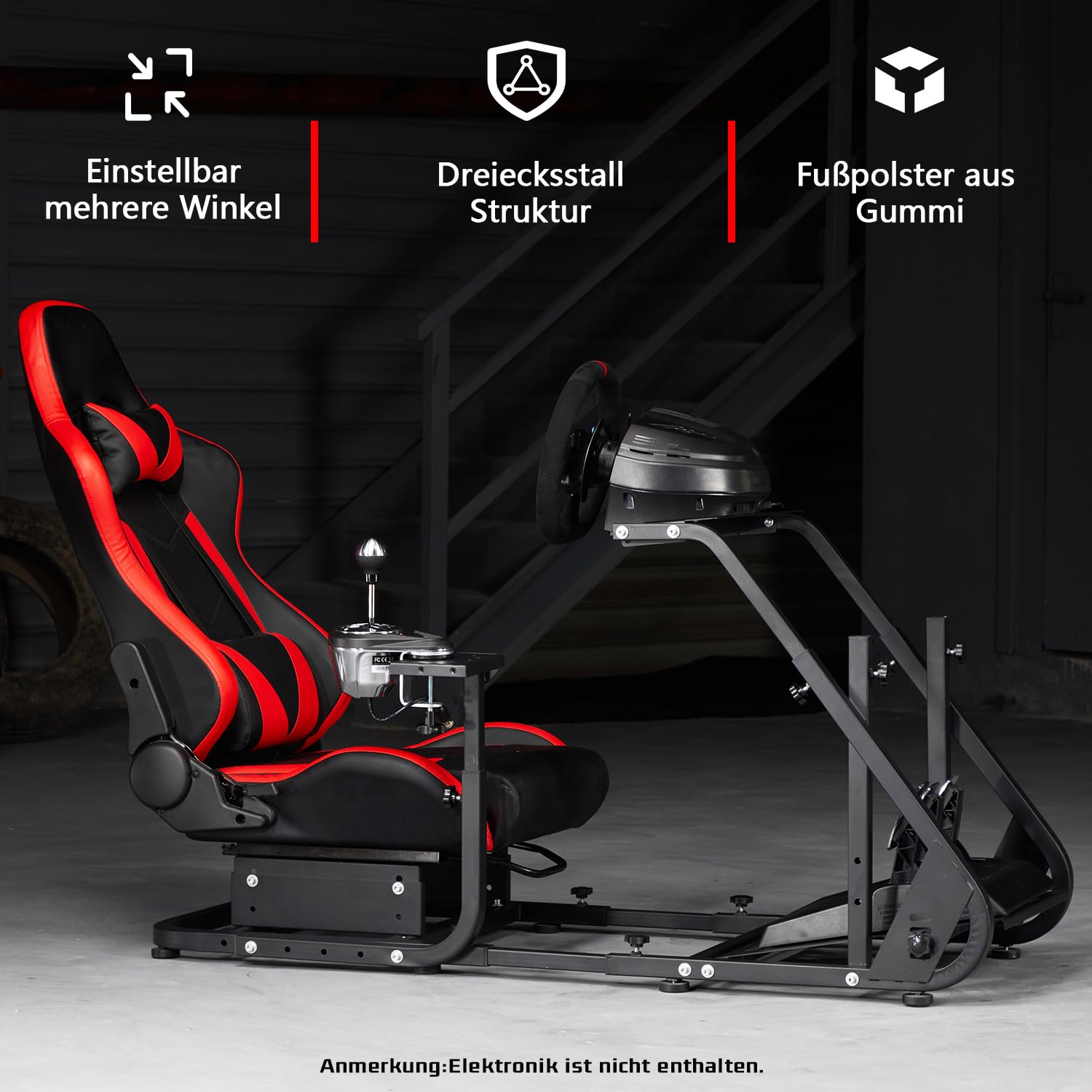 Dardoo Racing Simulator Cockpit mit rotem Sitz Racing Lenkrad Ständer Passend für Logitech G920 G923, für Thrustmaster, für Fanatec Kompatibel mit PlayStation 4, Lenkrad und Pedale Nicht inbegriffen