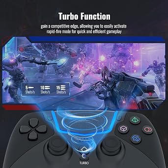 BETMI Wireless Controller for PS-5/Pro/Slim/PC,Bluetooth Gaming Controller with Hall Joysticks/LED Channel Light/Turbo/6-Axis Gyro/Dual Vibration/Touchpad/3.5mm TRRS Audio Jack/Speaker Function(Black)