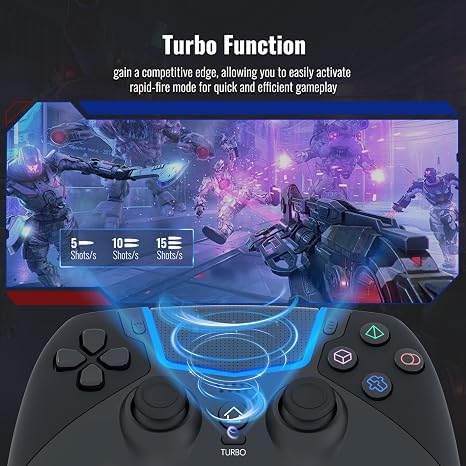 BETMI Wireless Controller for PS-5/Pro/Slim/PC,Bluetooth Gaming Controller with Hall Joysticks/LED Channel Light/Turbo/6-Axis Gyro/Dual Vibration/Touchpad/3.5mm TRRS Audio Jack/Speaker Function(Black)