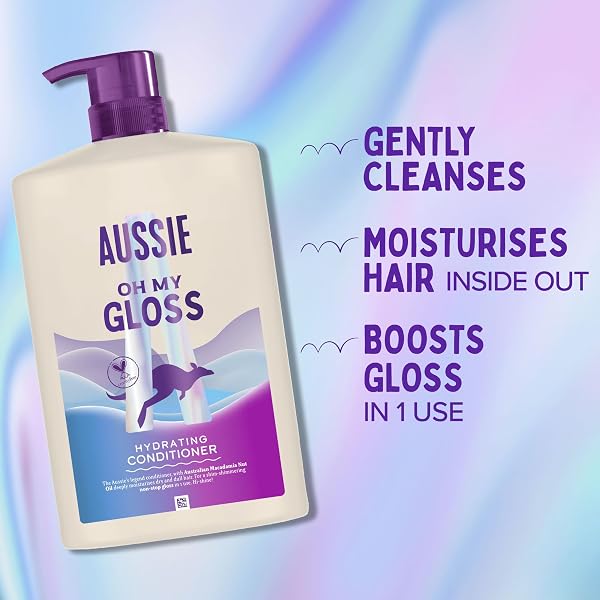 Aussie Oh My Gloss Hydrating Conditioner 1000ml. Softens and Smooths Dry & Dull Hair. Infused with Australian Macadamia Nut Oil. Vegan and Cruelty-Free - 2