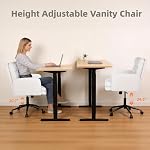 Youhauchair Mid Back rembourré bureau de bureau pivotant, la crème de hauteur réglable Fluffy Faux Cashmere Chaise moderne Vanity avec accoudoirs et roues pour le salon, chambre à coucher, maquillage