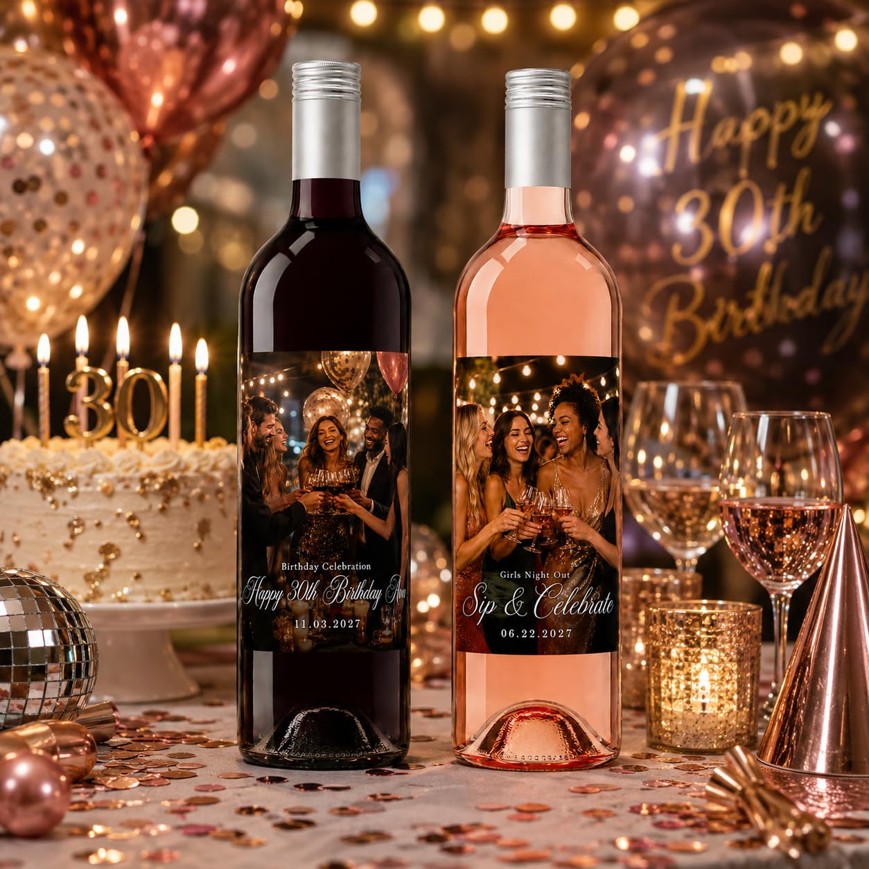 Etichette personalizzate del vino della foto Adesivi personalizzati della bottiglia di | Bomboniere, festa di compleanno, regali di anniversario, addio al nubilato, etichette champagne, carica il tuo design