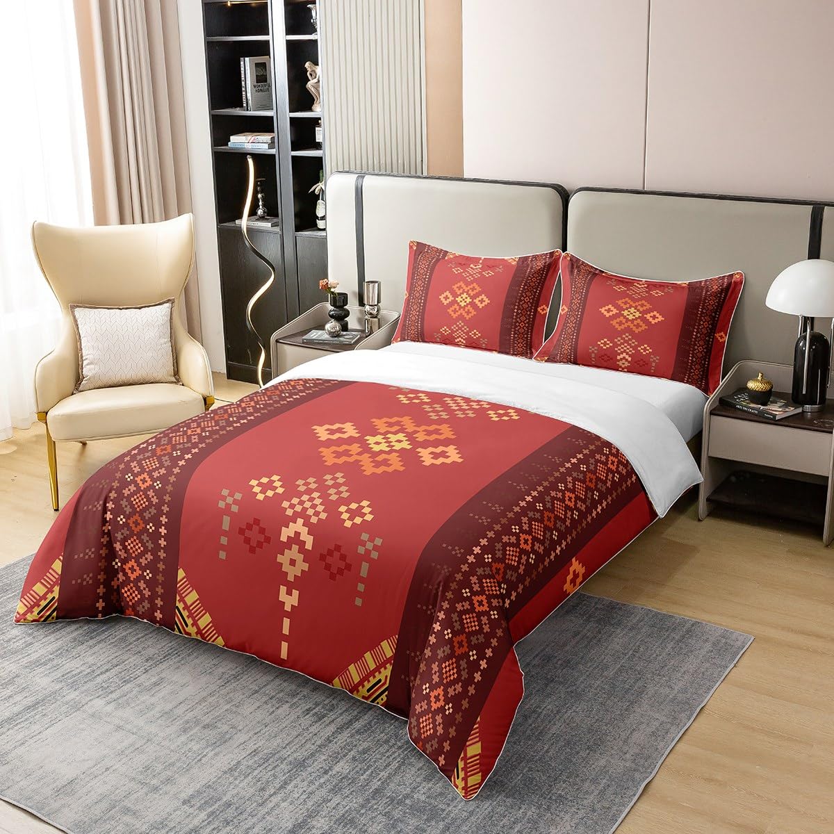 Homewish Set di biancheria da letto in puro cotone di lusso, stile barocco, stile barocco, con motivo floreale vintage, per bambini, adolescenti, adulti, classico, elegante, morbido e traspirante, per