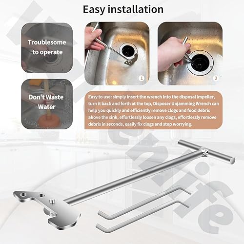 Miniatura 5 de Llave de desatascamiento y llave de eliminación de basura, para eliminación de basura InSinkEratorMoen utilizada para desatascareliminación de