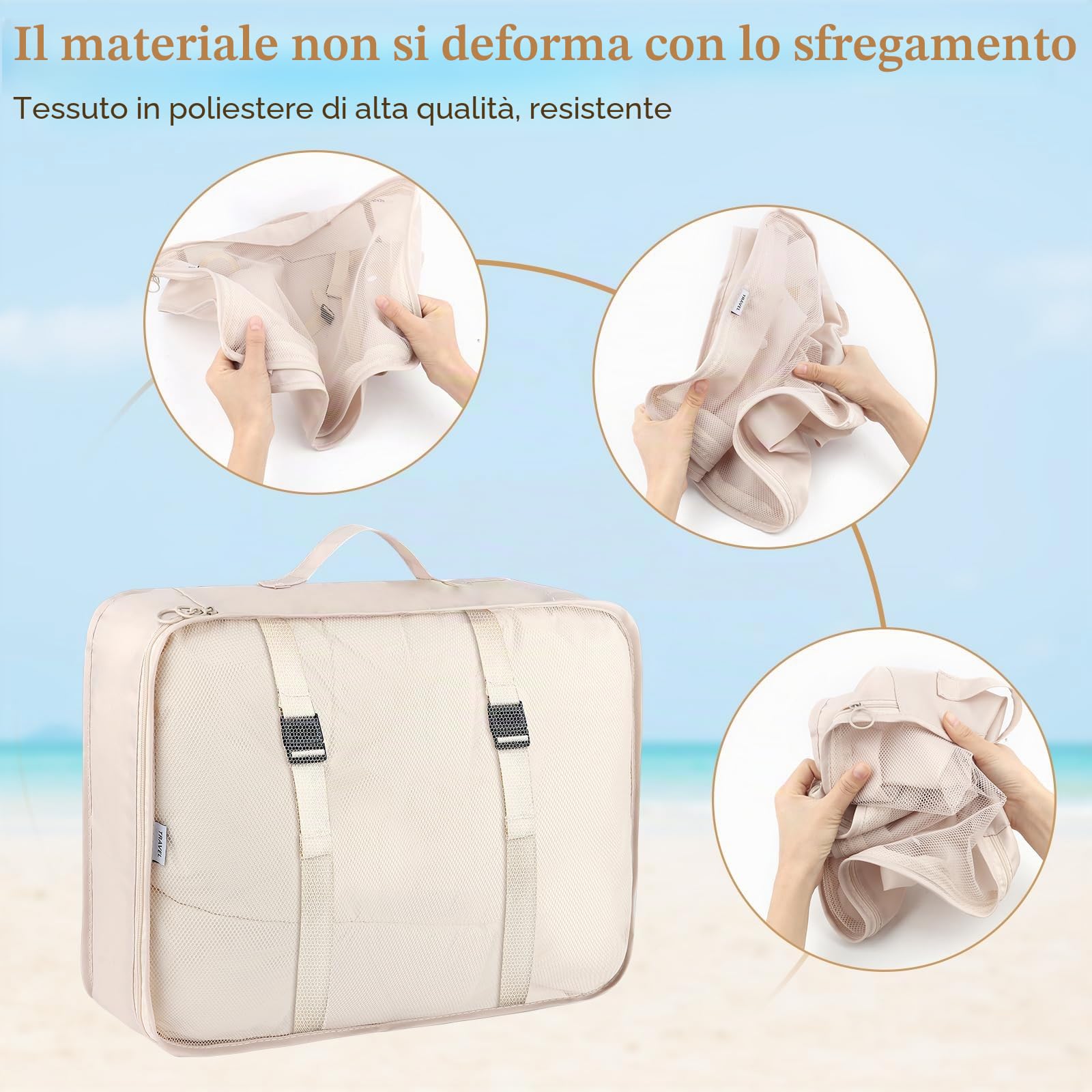 Organizer Valigie, 7 Pezzi Sistema di Cubo di Viaggio, Separatori Buste Viaggio Travel Organizer, rganizzatore per Organizer Valigie Set, Organizzatori Sacchi Valigia di Stoccaggio Set