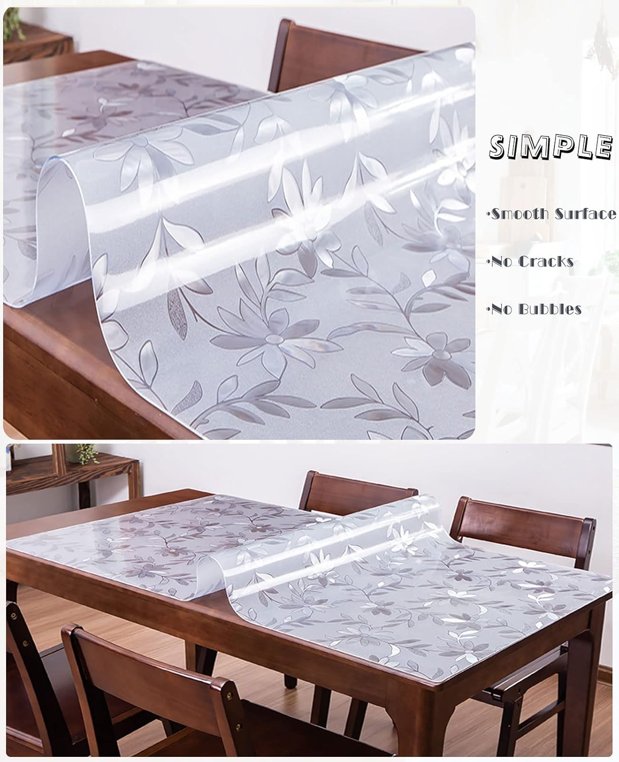 Custom 39.4x78.7 Inch Plastic Table Cover - 1.5mm Thick Clear Protector for Desk, Coffee Table