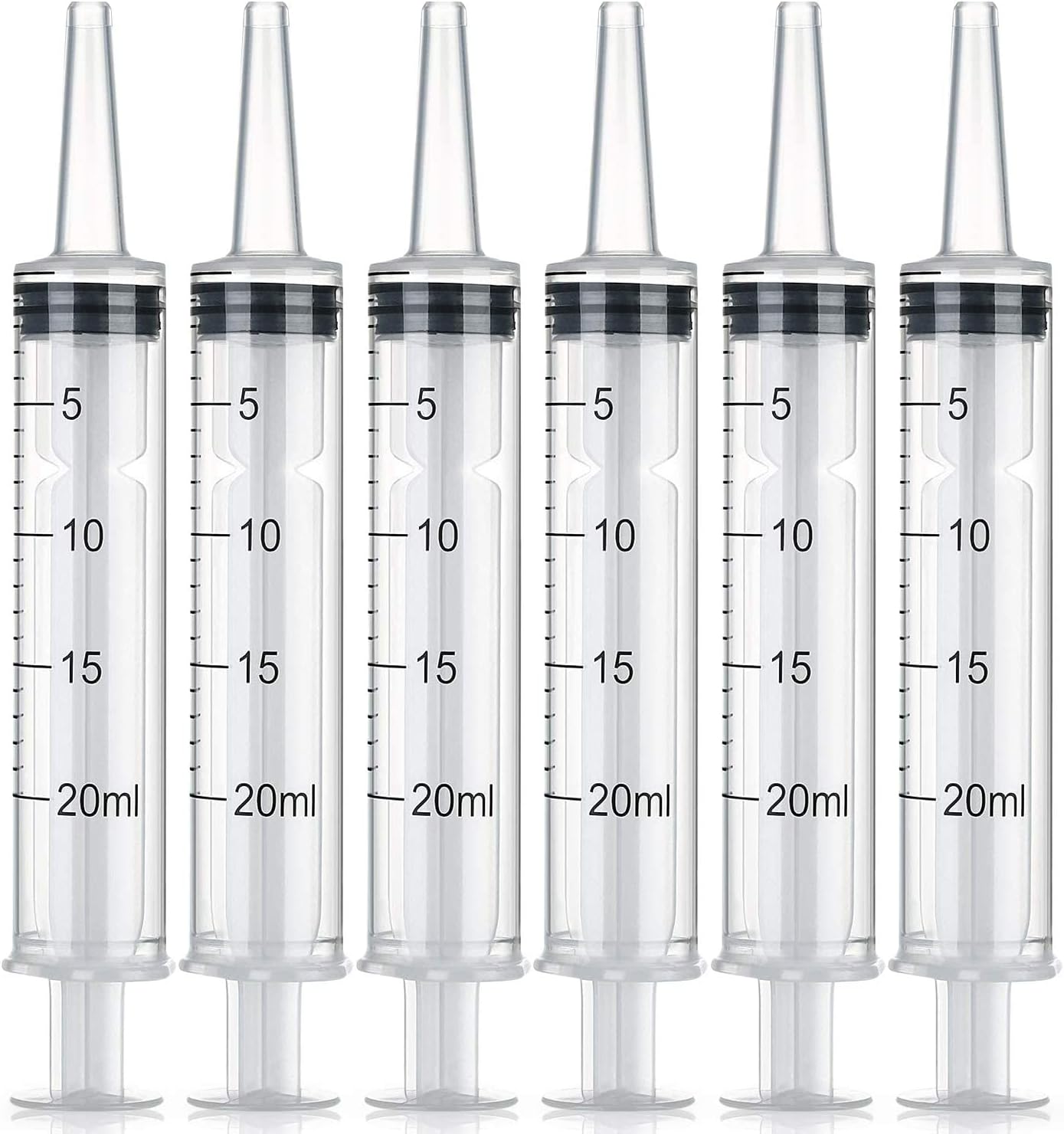 Acehome 6 Pack 20ml Syringe, Large Plastic Syringe with Measurement for Lip Gloss, Scientific Labs, Dispensing, Measuring Liquids, Feeding Pets, Oil or Glue Applicator, Without Needle