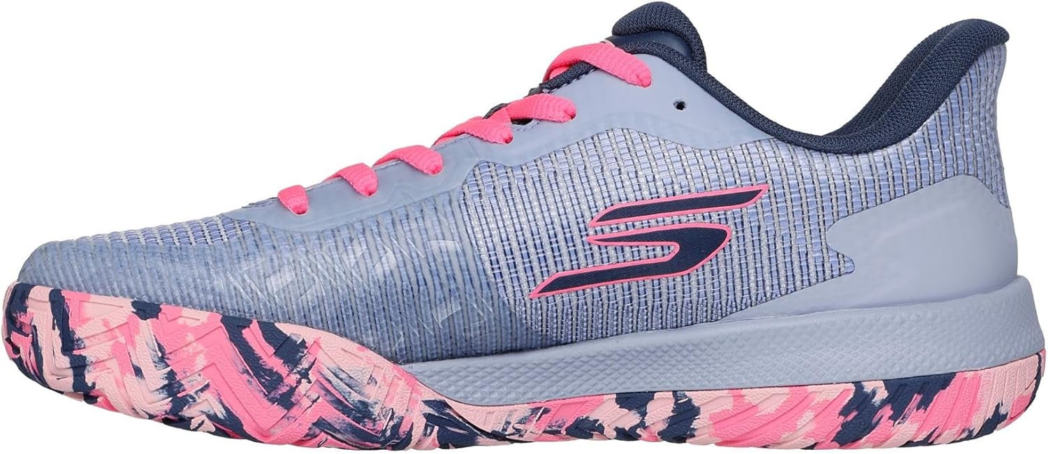 Skechers Women's Viper Court Pro 2.0 Trainers, Gray Synthetic Textile Lavender Trim, 9.5 US