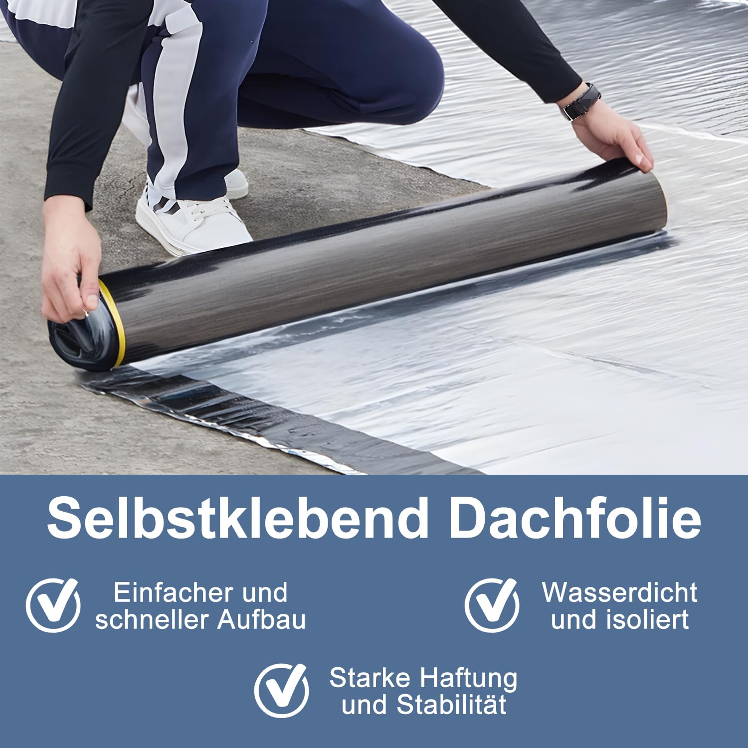 MYOYAY Alu Dachbahn 10m x 1m selbstklebend Bitumenbahn Alukaschiert für Flachdach Carport Garage