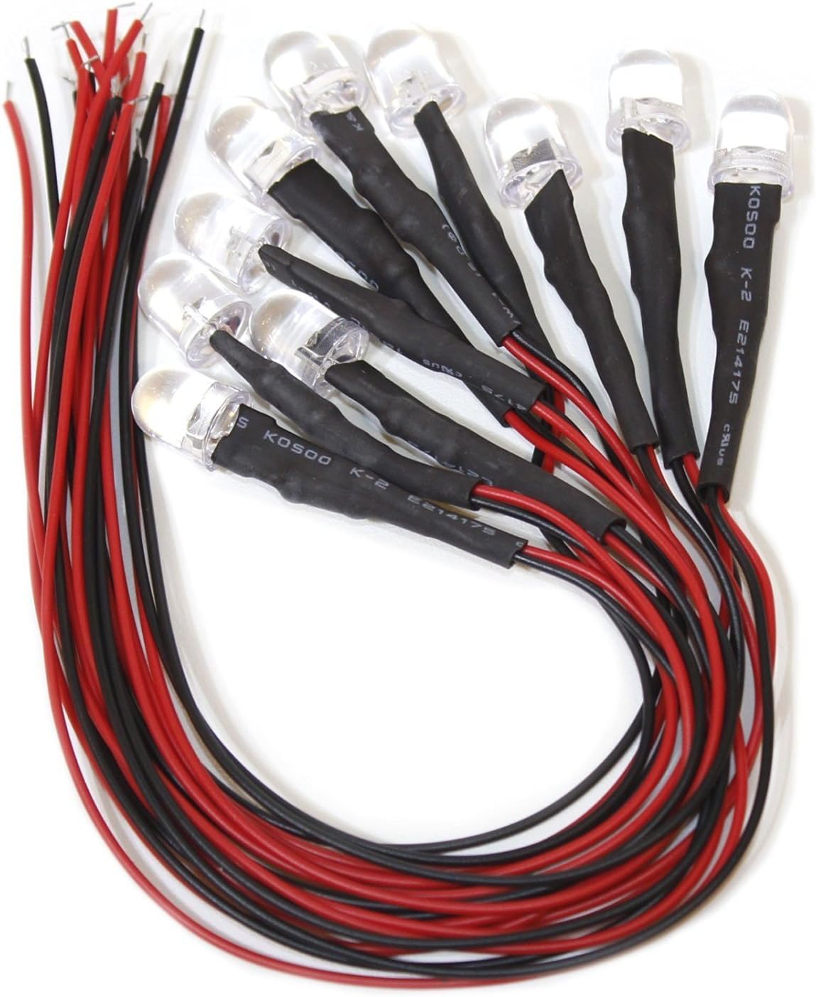 PLASMALED Pre-Wired Diffused 10mm RED LED Round Water Clear Light Emitting Diodes 9-12V DC Lamp Bulb for DIY Car Boat Truck Party Lighting Project (10 Pack)
