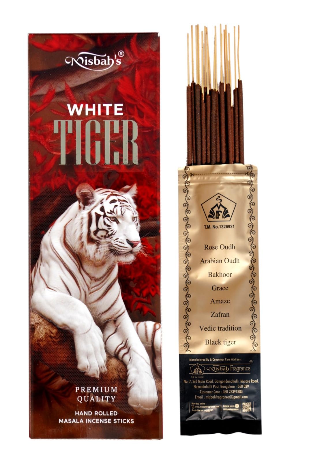 Misbah Fragrance White Tiger Hand Rolled Masala Incense Sticks Pack of 3 Premium Natural Aromatic Agarbatti for Puja Meditation Yoga Home Temple Office Long Lasting Fragrance-image-31