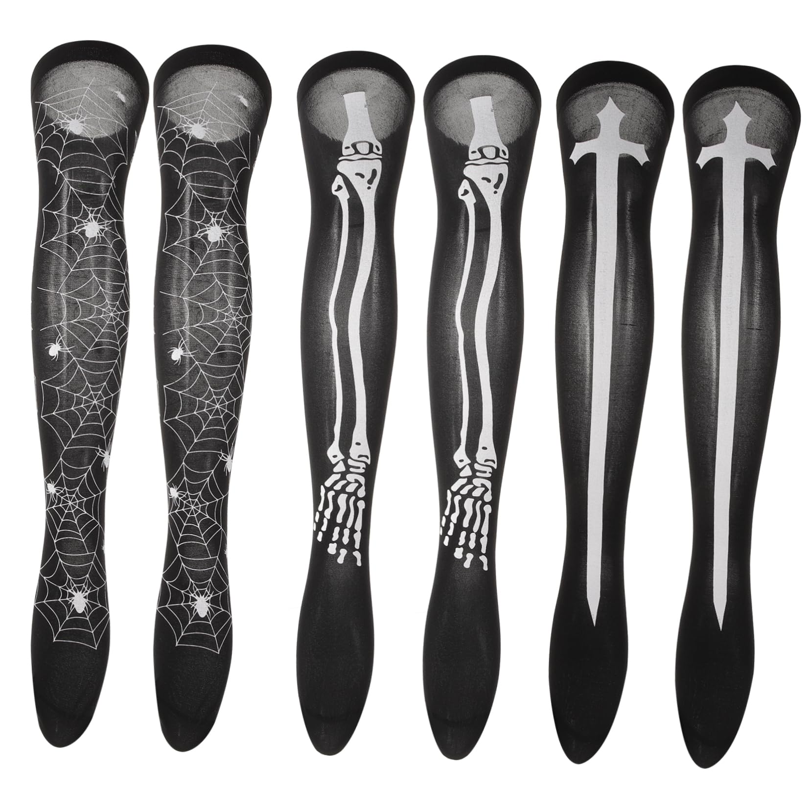 9 Paar Halloween Kleider Halloween Socken Outfits Gothic Socken Strümpfe Maskerade Kostümzubehör Gothic Gruselige Kniestrümpfe Handschuhe Gruselige