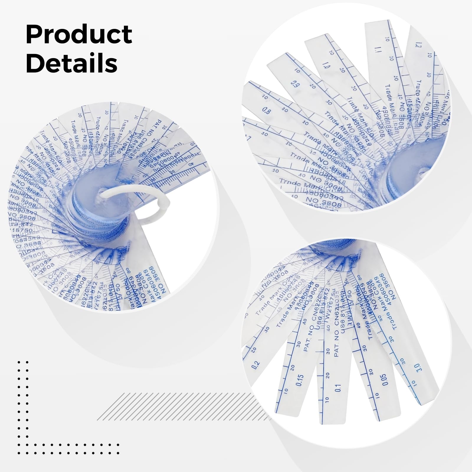 Bosreroy Precision 21-Blade Plastic Feeler Gauge, 0.002 Accuracy, Trapezoidal Design, Ideal for Gaps and Apertures Measurement