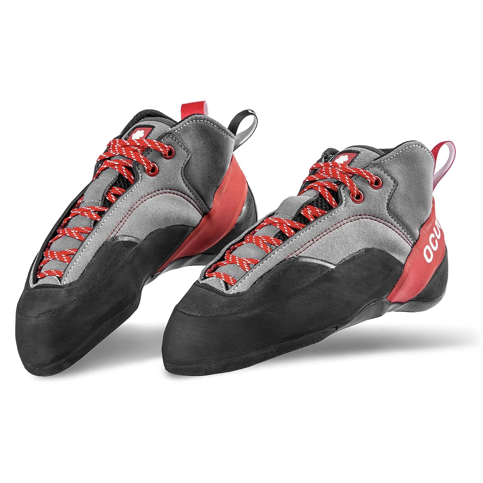 Ocun Jett Crack Rock Climbing Shoes | Performance Shoe for Crack and Trad Climbing, Grey/Red, 5