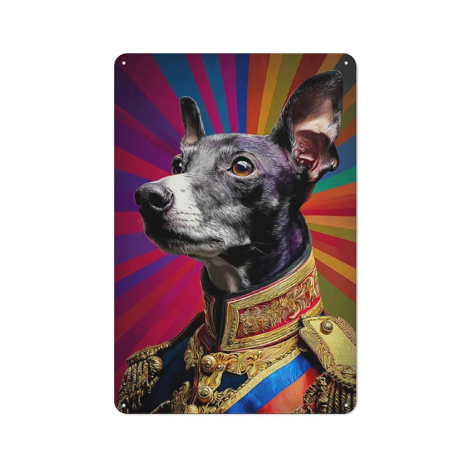 Junmoney Royal Canine The Noble Dog In Regal Attire Metal Wall Plaque With Design 30X20cm, Old Fashioned Vintage Wall Decor For Living Room, Hallway, Kitchen Or Cafe