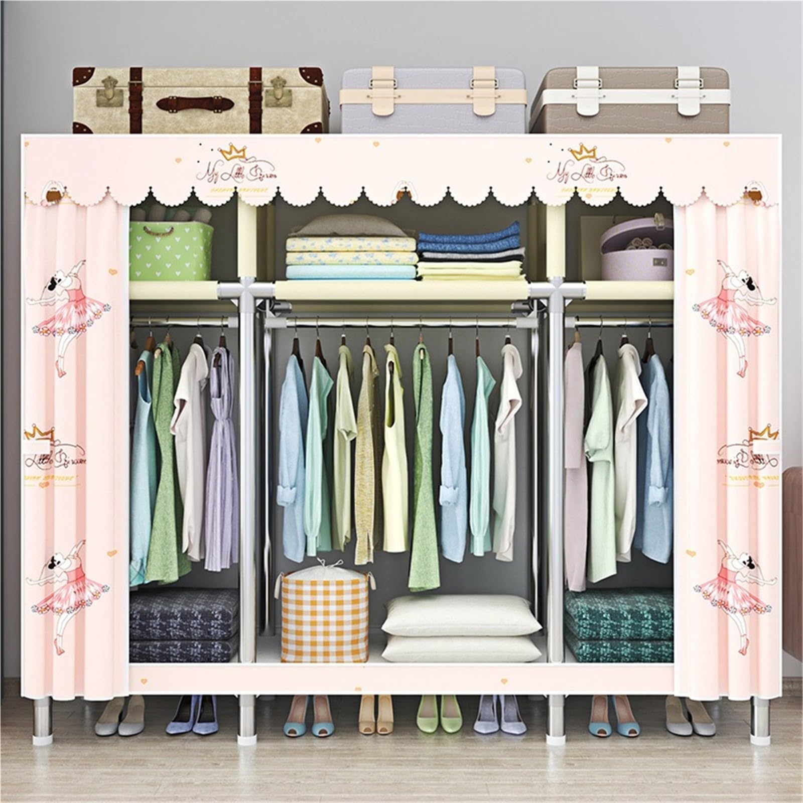 Stoffschrank Schlafzimmer Tragbare Faltbare Tuch Kleiderschrank Organizer Kleidung Falten Leinwand Schrank Rack for