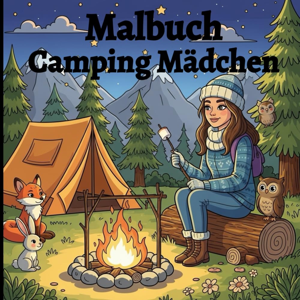 Malbuch Camping Mädchen: Kreatives Ausmalen für Teenager-Mädchen mit Camping-Szenen, Natur, Freiheit und Momenten der Entspannung