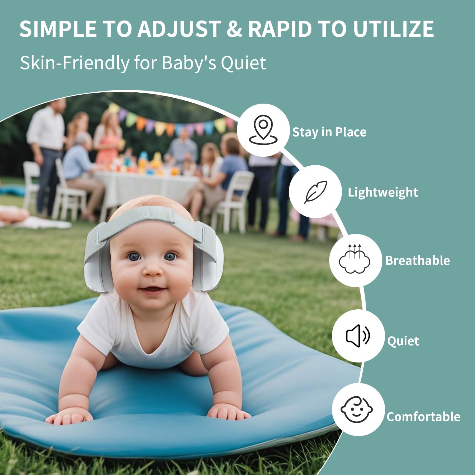 auvstar Versione Aggiornata Cuffie Neonato Antirumore,Protettori Acustici per Neonati,Cuffie Antirumore Bambini,Regolabile Cuffie Antirumore Bambini con Fascia Elastica,Bianco