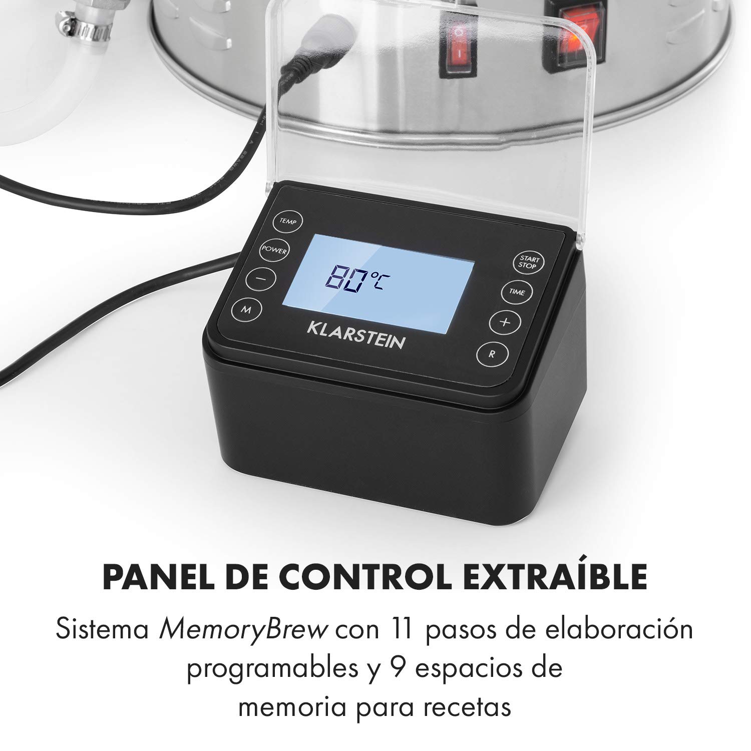 Klarstein Brauheld Pro - Fermentadores cerveza, Fabrica cerveza artesanal, Máquina cerveza artesanal, Temporizador 1-99 min, 30-100 °C, Acero inoxidable, Recipiente grano extraíble, 45 L, Plateado