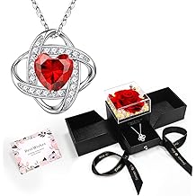 Eternal Preserved Red Rose with Necklace Gift Box Romantic Real Flower for Women Ideal for Birthday, Anniversary, Valentine&rsquo;s Day, Mother&rsquo;s Day
