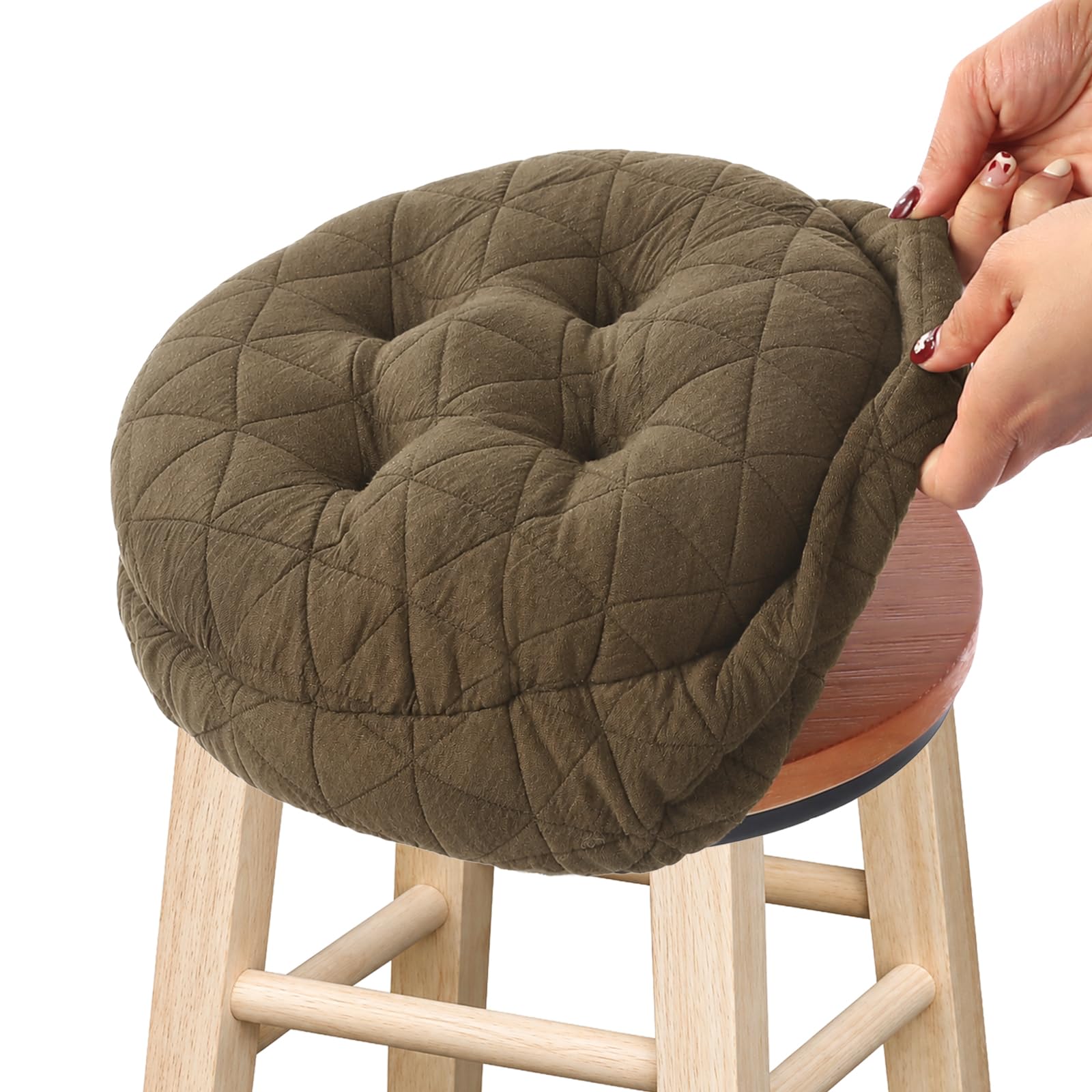 Luxury Bar Stool Cushion - Black Jacquard -24