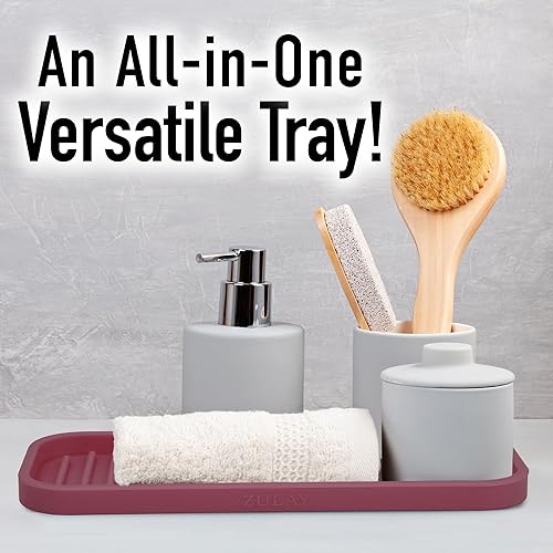 Miniatura 8 de Zulay - Soporte de esponja de silicona (9 x 3.5 pulgadas) para fregadero de cocina, flexible, multiusos, bandeja organizadora de fregadero para