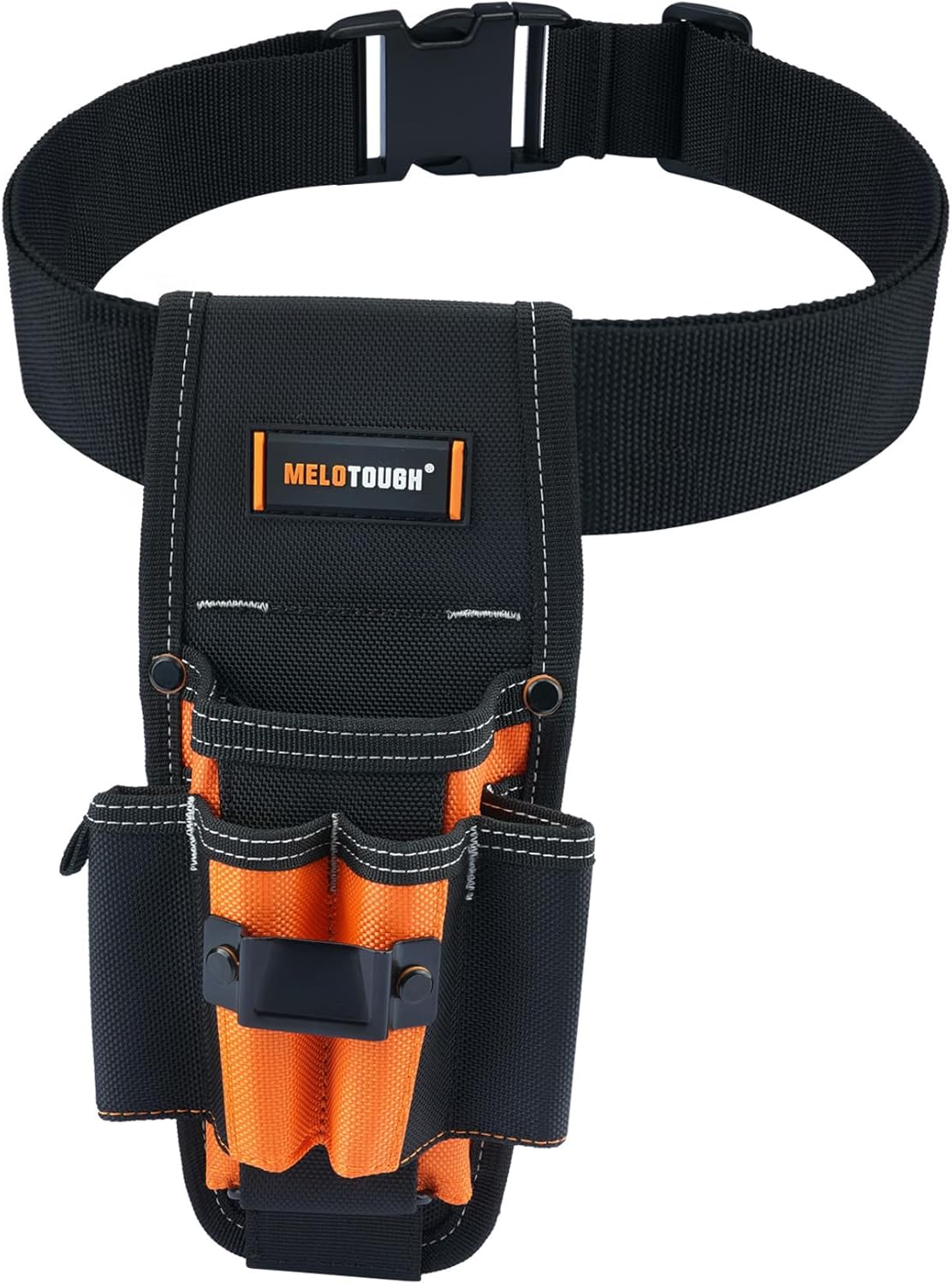 MELOTOUGH 7-Pocket Technician Pouch-Small Pocket Tool Belt Pouch with Belt Clip,Clip on Larger Pockets & Loop, Clip on-Tool Holder Accessory