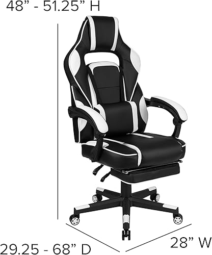 Miniatura 154 de Flash Furniture Juego de escritorio para juegos negro y silla de carreras blanco/negro con soporte para tazas, gancho para auriculares y soporte