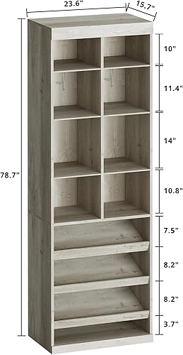 Miniatura 3 de IRONCK Organizador de zapatos de armario con estantes y cubículos, organizador de almacenamiento estrecho para zapatos, para dormitorio, entrada,