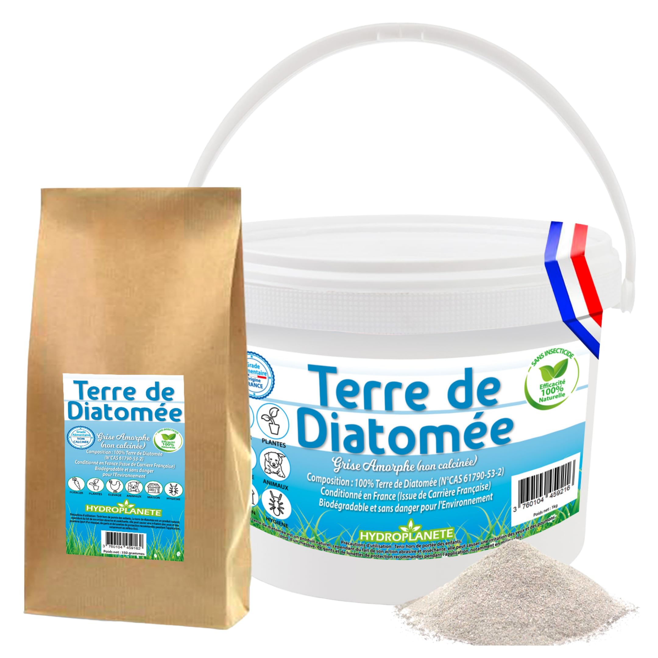 HYDROPLANETE Terre de Diatomée Grise 3 kg Multi-Usages | Poudre Alimentaire et Hygiène Animale | Sans Additifs et 100% Naturel | Fabriqué en France | Disponible de 350g à 25kg | Hydroplanete