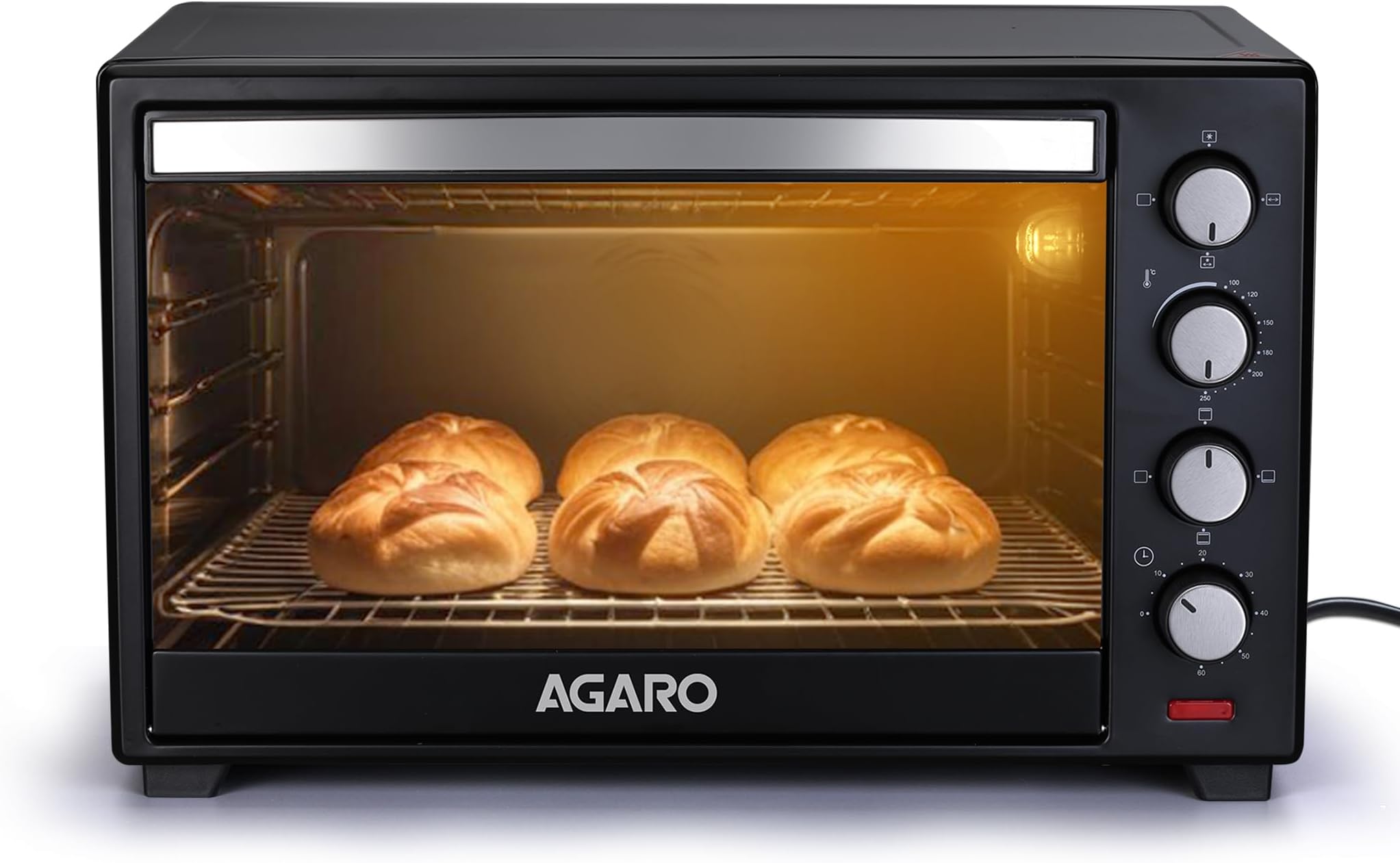 AGARO Marvel 48 Liters Oven Toaster Griller, Motorised Rotisserie and Convection Cake Baking OTG with 3 Heating Mode, (Black).