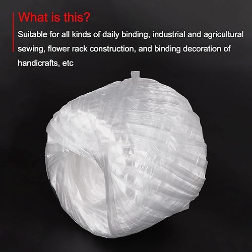 Miniatura 4 de MECCANIXITY Cuerda de plástico de nylon de poliéster para el hogar incluido para embalaje artesanía de jardinería, longitud de 1,148.3 ft, blanco