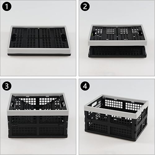 Miniatura 4 de Gainhope - Paquete de 3 cajas plegables de plástico de 15 L, cajas plegables apilables