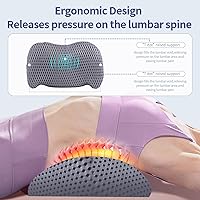 Vista 5 de Almohada de apoyo lumbar para silla de oficina, almohada lumbar de automóvil, alivio del dolor de espalda baja de espalda, cojín de espuma Gris