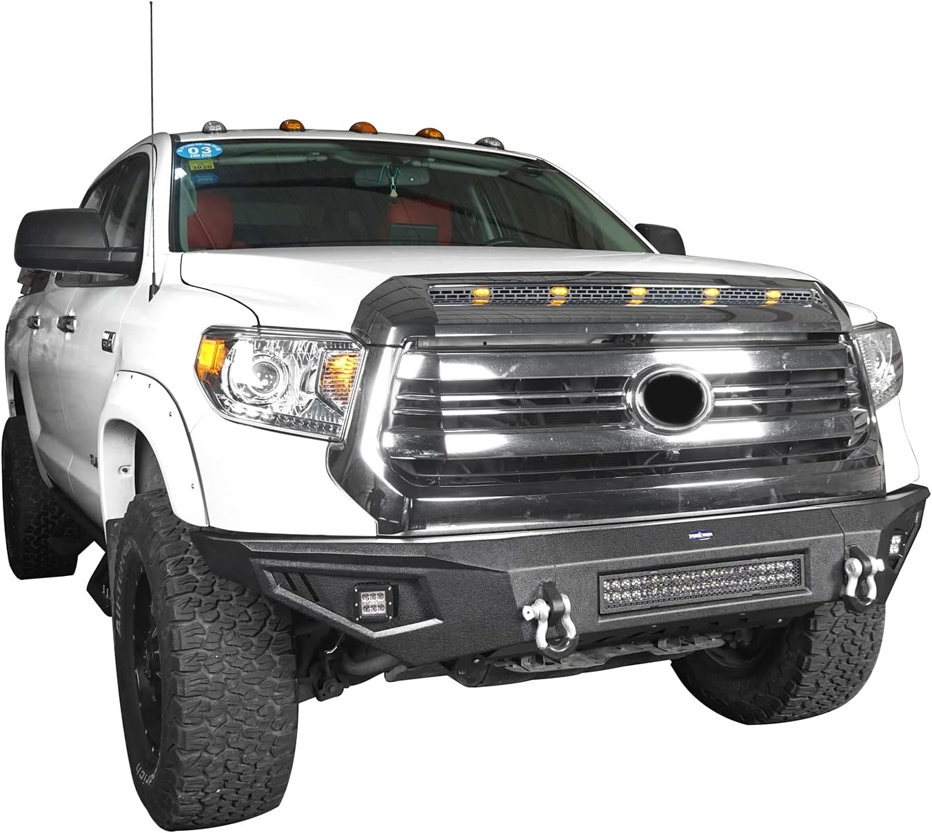 Hooke Road Front Bumper with Offroad Skid Plate & D-Rings Compatible with Tundra 2014-2021 Regular | Double Cab | Crewmax Pickup Truck