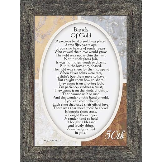 Vintage Bands of Gold, Poem Celebrating a Couples 50th Anniversary, 7x9 77979BW