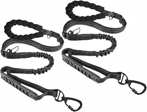 Miniatura 4 de Correa elástica para perros grandes que tiran, correa de perro que absorbe los golpes, resistente de 6 pies sin enredos, correa de entrenamiento de