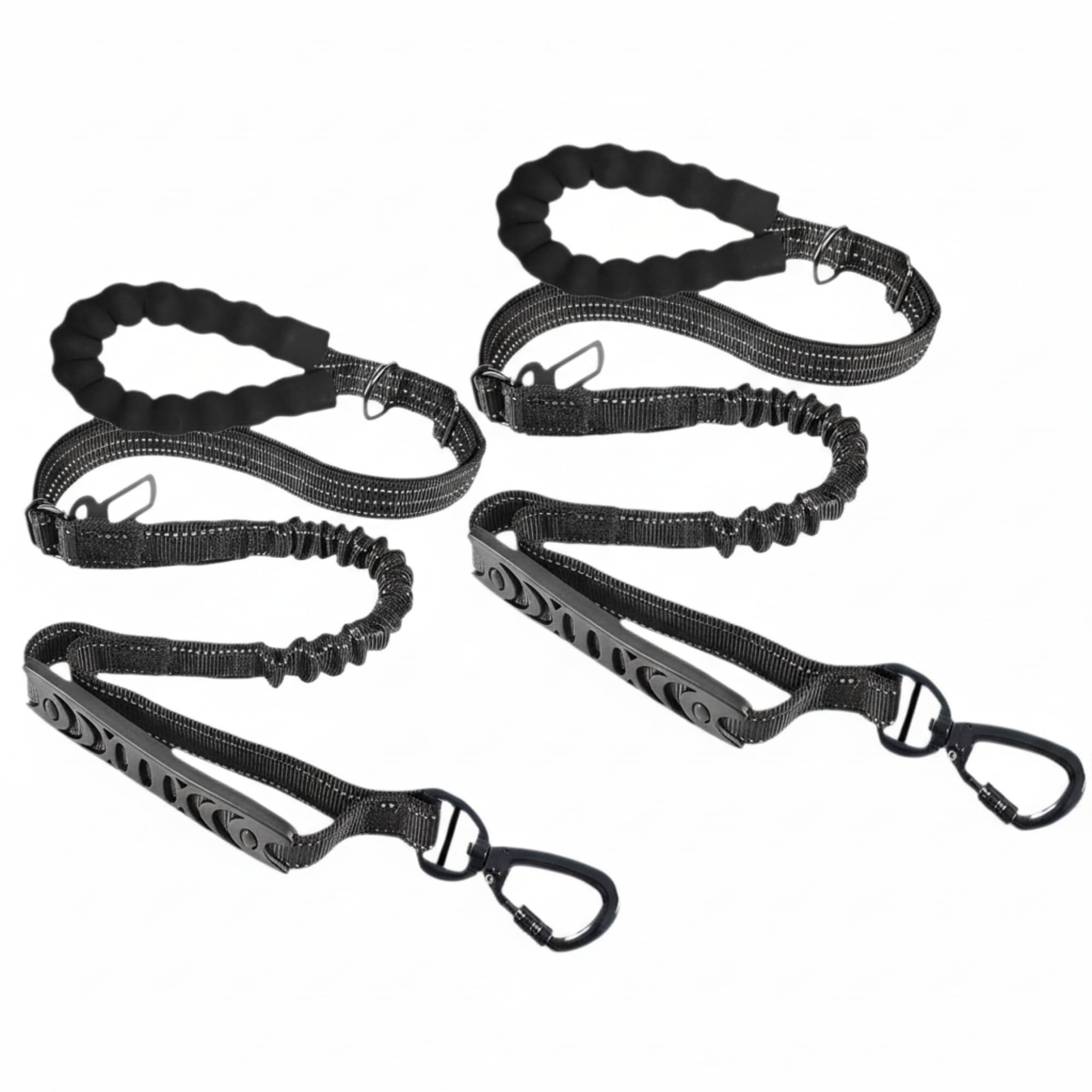 Lot de 2 laisses robustes anti-traction avec élastique absorbant les chocs pour grands chiens jusqu'à 50 kg, 1,8 m anti-enchevêtrement